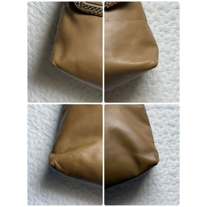 Bottega Veneta Leather Clutch Bag Beige Gold Hardware Party — view 8