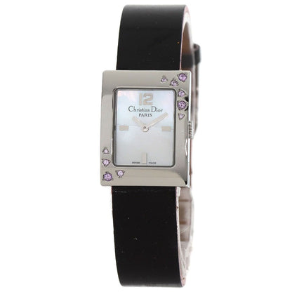 Dior Christian Maris Pink Saffiano Watch SS Enamel