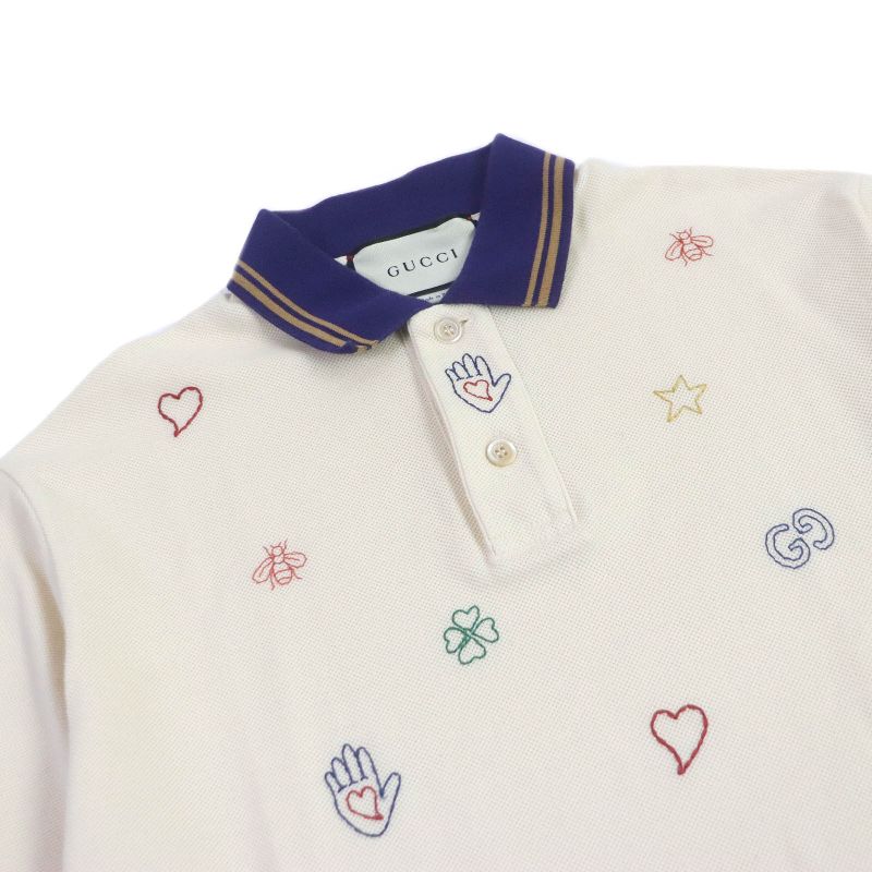 Gucci 625320 100% Cotton GG Logo Bee Star Embroidery Short Sleeve Polo Shirt