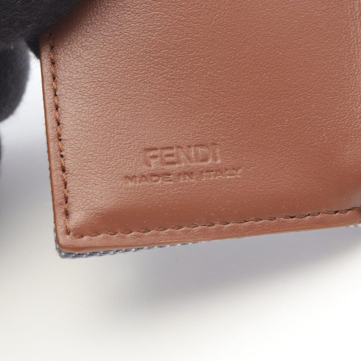 Fendi Trifold Wallet Baguette Zucca Light Blue Canvas — view 4