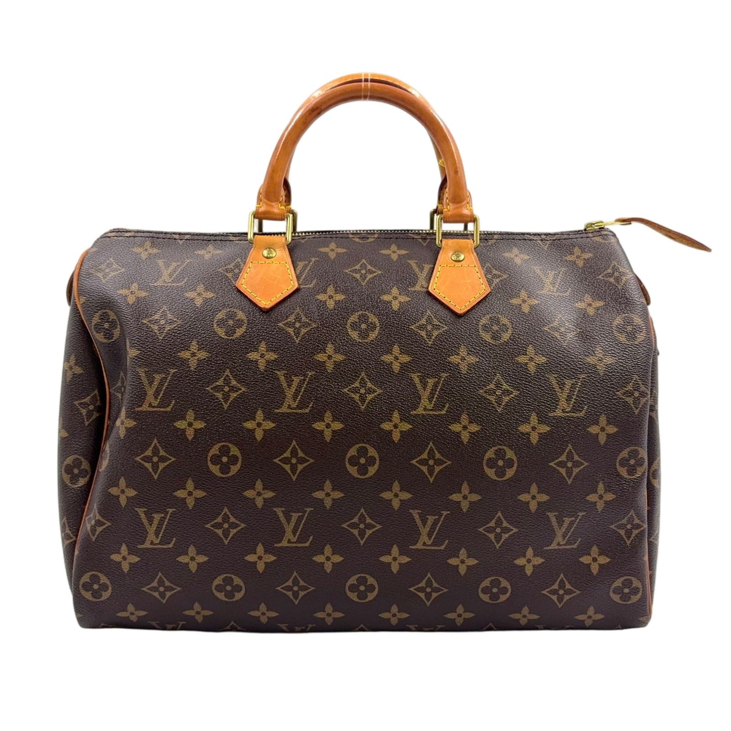 Louis Vuitton Speedy 35 Monogram Leather Brown Handbag Gold