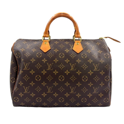 Louis Vuitton Speedy 35 Monogram Leather Brown Handbag Gold