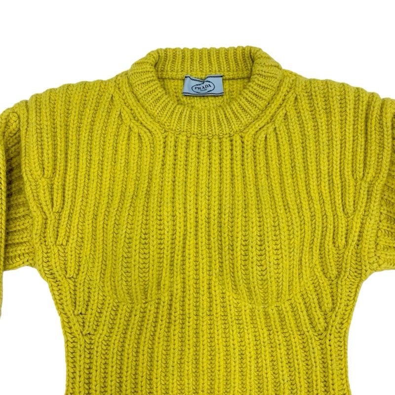 Prada Top Wool Yellow Knit Triangle With Cup
