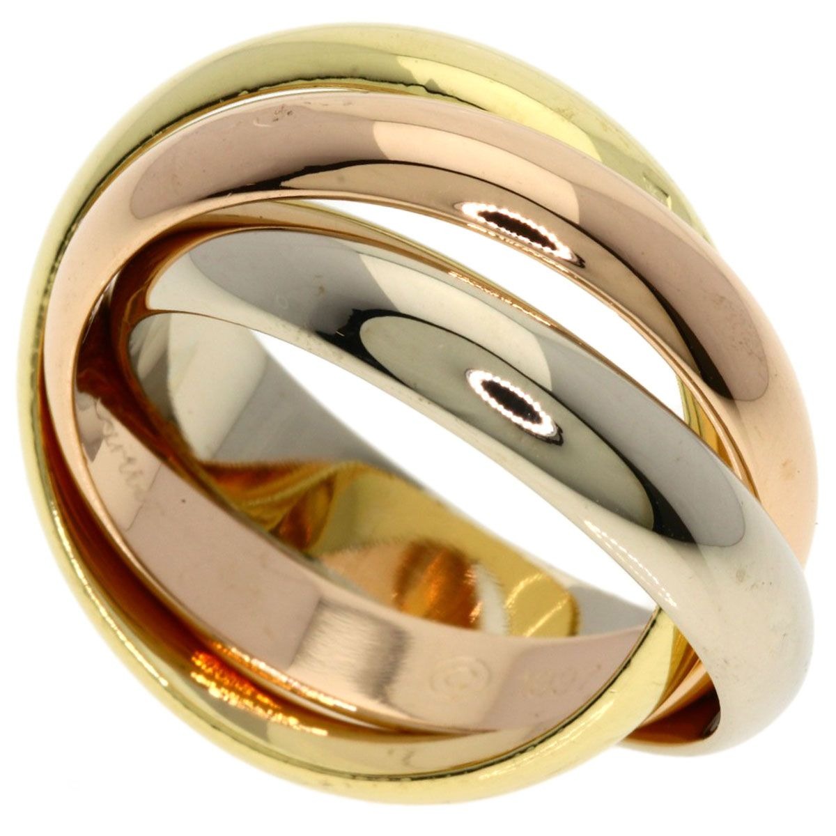 Cartier Trinity MM 48 Ring 18K Yellow Gold Pink White