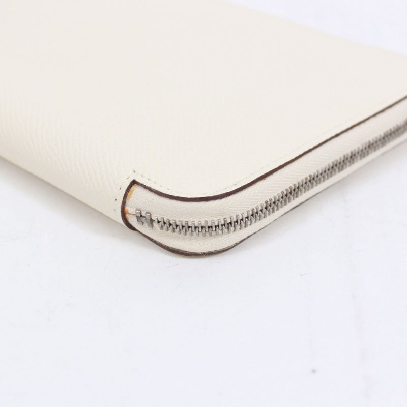 Hermes Azap Long Classic Machete Vaux Epson Off White Wallet Silver