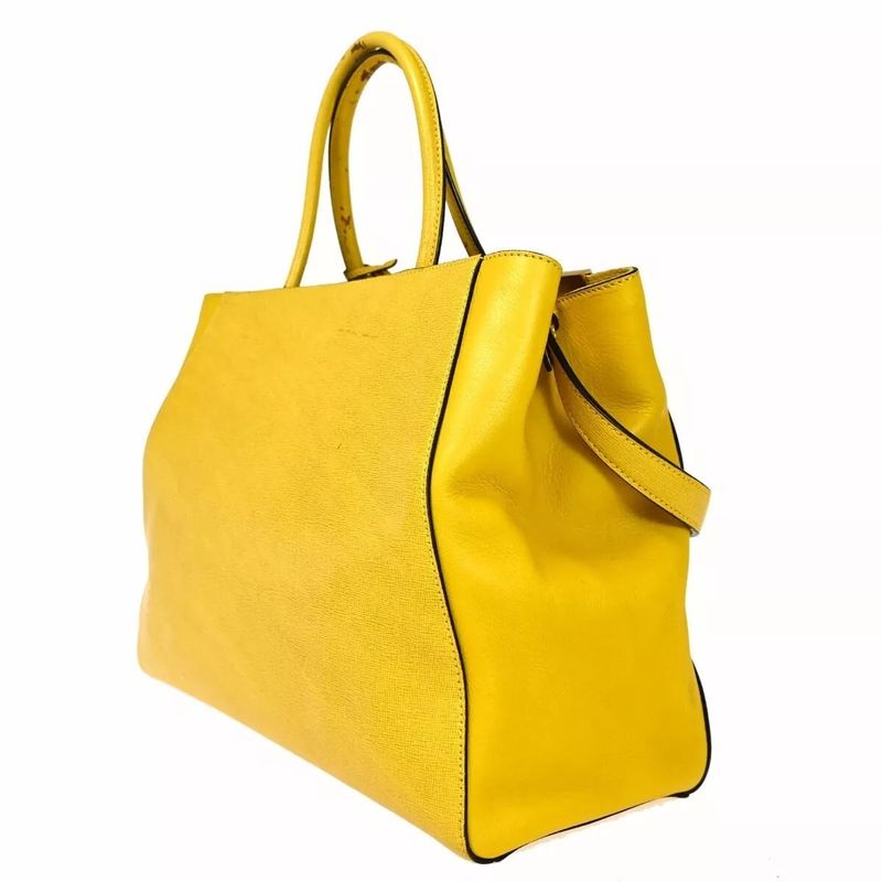 Fendi Shoulder Bag Handbag Yellow Leather 87bs147