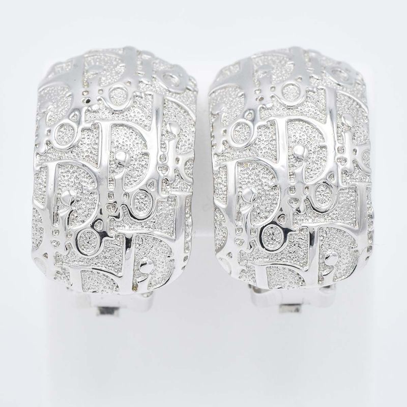 Christian DIOR Earring Trotter Silver Color Accessories Ladies With Box H1744
