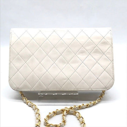 Chanel Quilted Lambskin CC Logo Push Lock Chain Shoulder Bag White