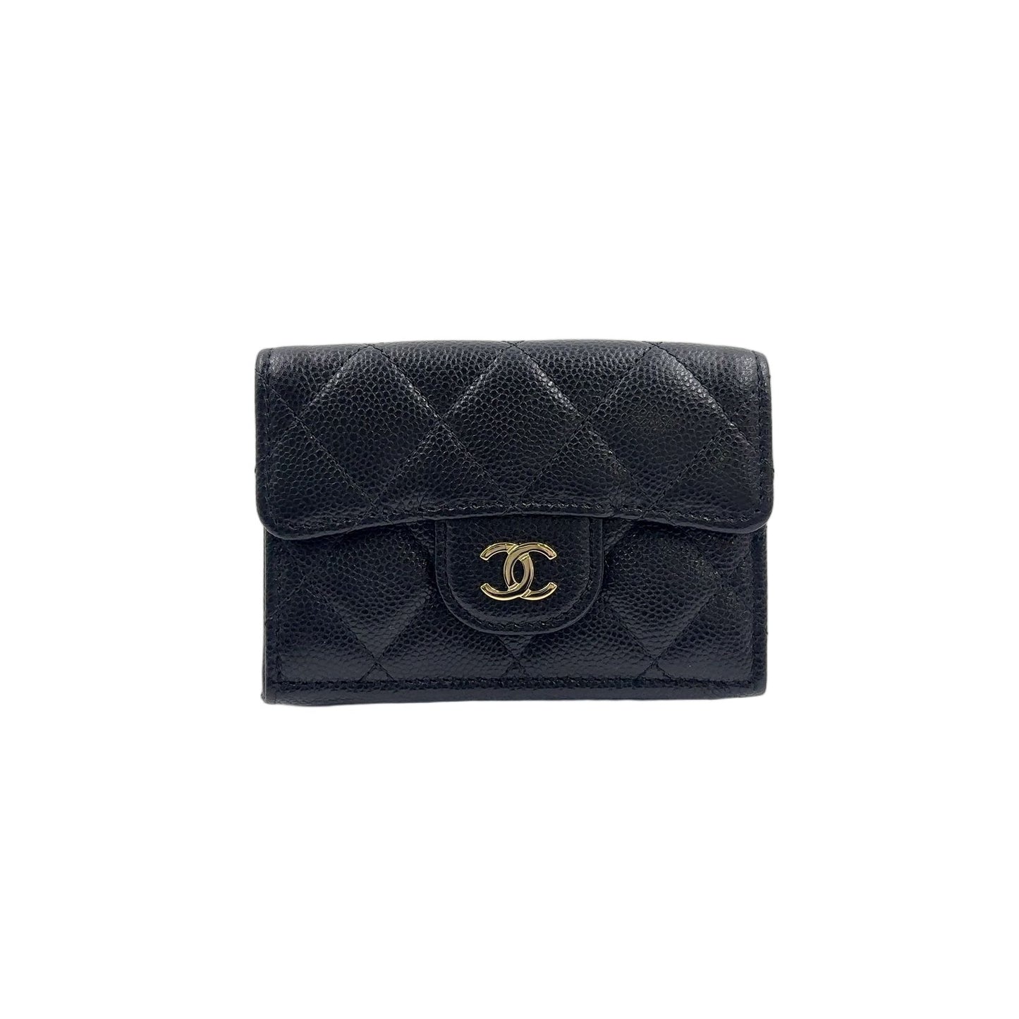 Chanel Classic Small Flap Random Caviar Leather Black Bordeaux Trifold Wallet