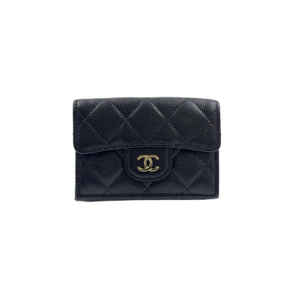 Chanel Classic Small Flap Random Caviar Leather Black Bordeaux Trifold Wallet