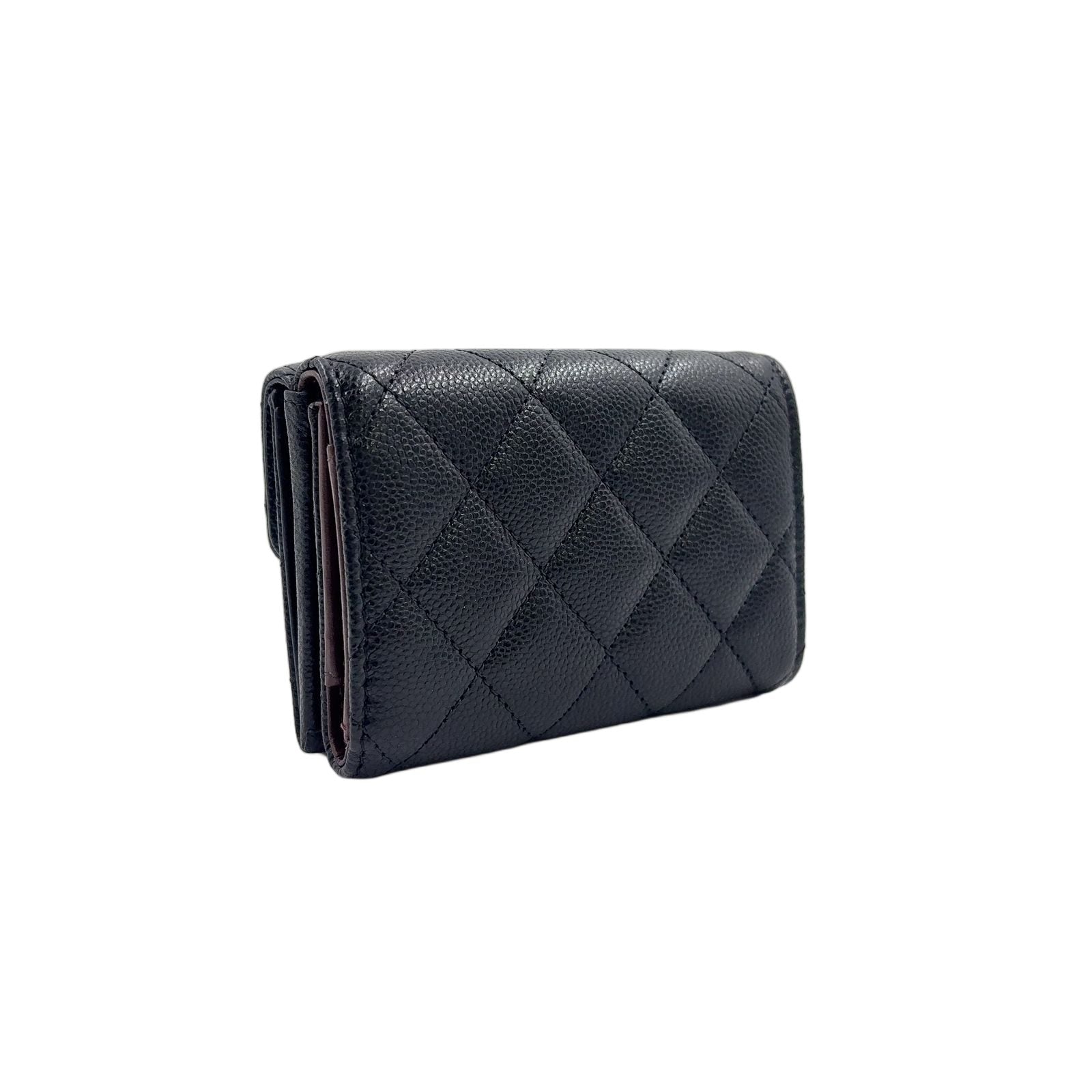 Chanel Classic Small Flap Random Caviar Leather Black Bordeaux Trifold Wallet — view 2