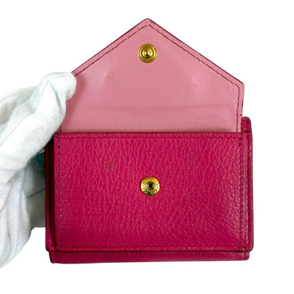 Prada Vitello Daino Leather Compact Wallet Trifold Gold Hardware Mini — view 4