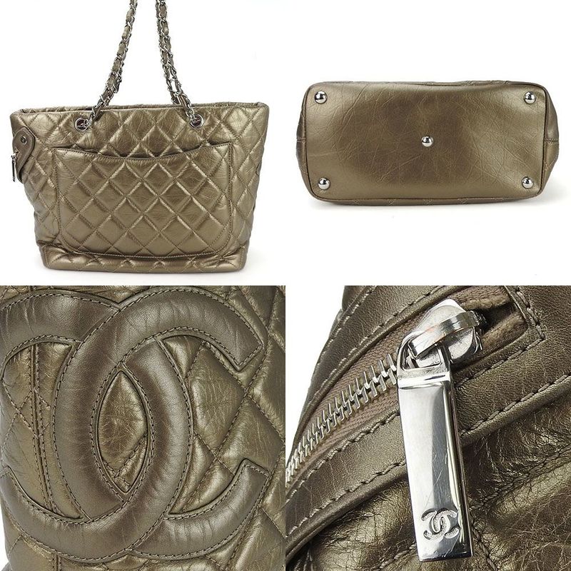 Chanel Tote Bag Shoulder Cambon Line 11 Bronze Coco Mark Casual Daily Use Women