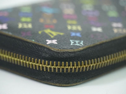 Authentic Louis Vuitton LV Zippy Wallet Monogram Multicolor Long Wallet Noir