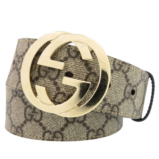 Gucci GG Buckle Belt Leather Beige