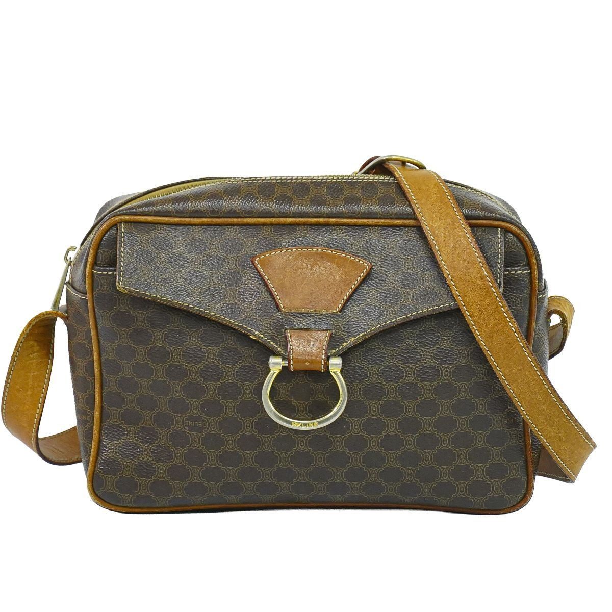 Celine Macadam Shoulder Bag Pochette Brown