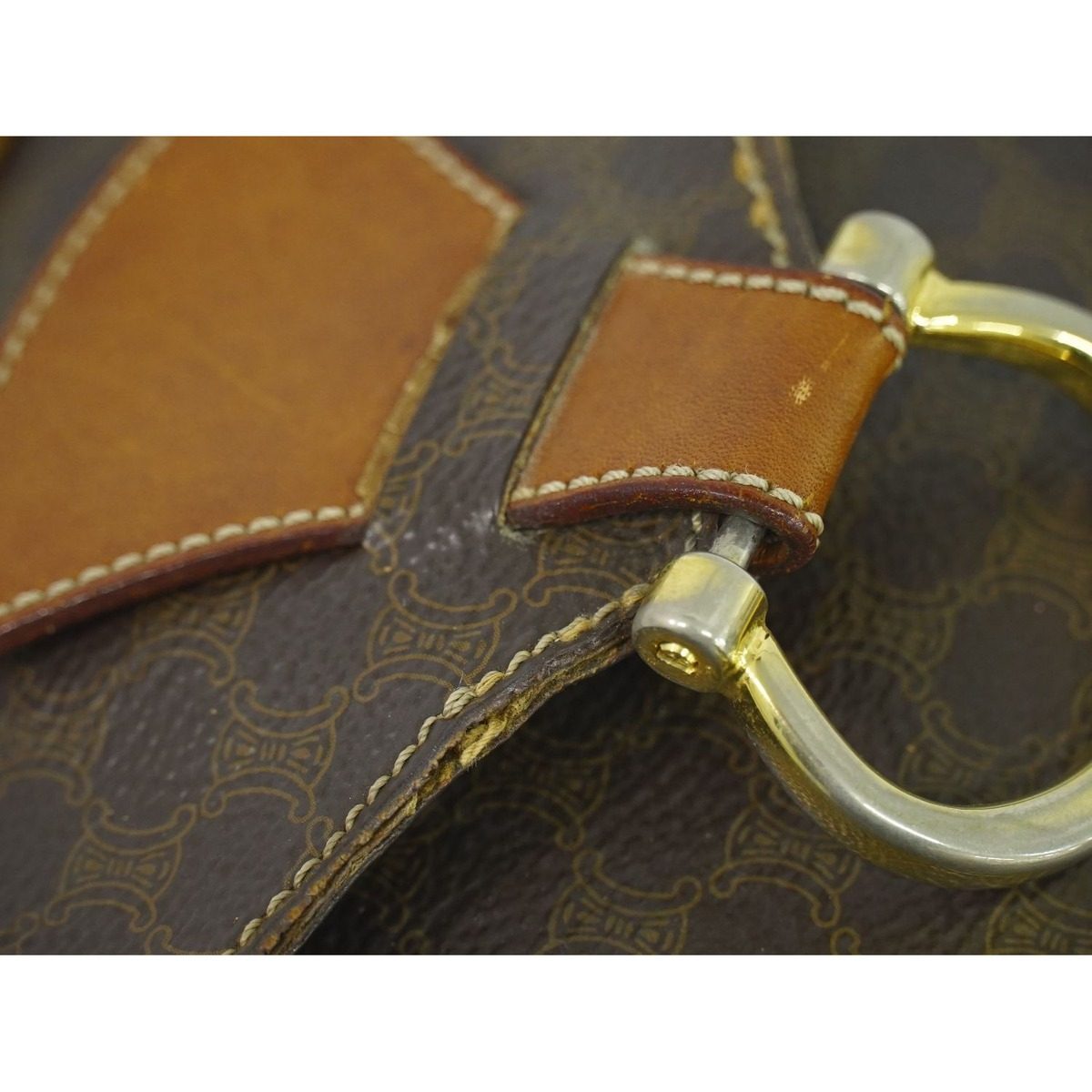 Celine Macadam Shoulder Bag Pochette Brown — view 7