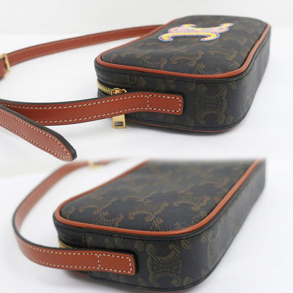 Celine Mini Camera Triomphe Shoulder Bag Pouch Bag Brown Multicolor -