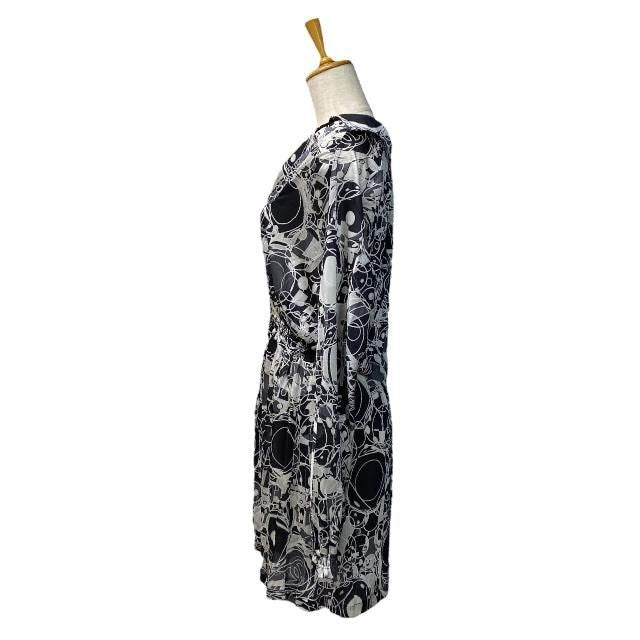Chanel Dress Long Sleeves Total Pattern Coco Mark Silk Black [size 38] 08P