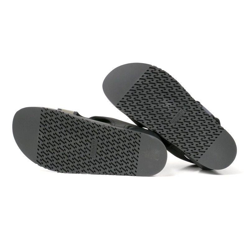 Hermes Giorno Sandals Size 44 Thong Sandals Shoes Khaki Black Made In