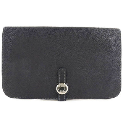 Hermes Dogon GM Togo Navy Blue □C Unisex Long Wallet