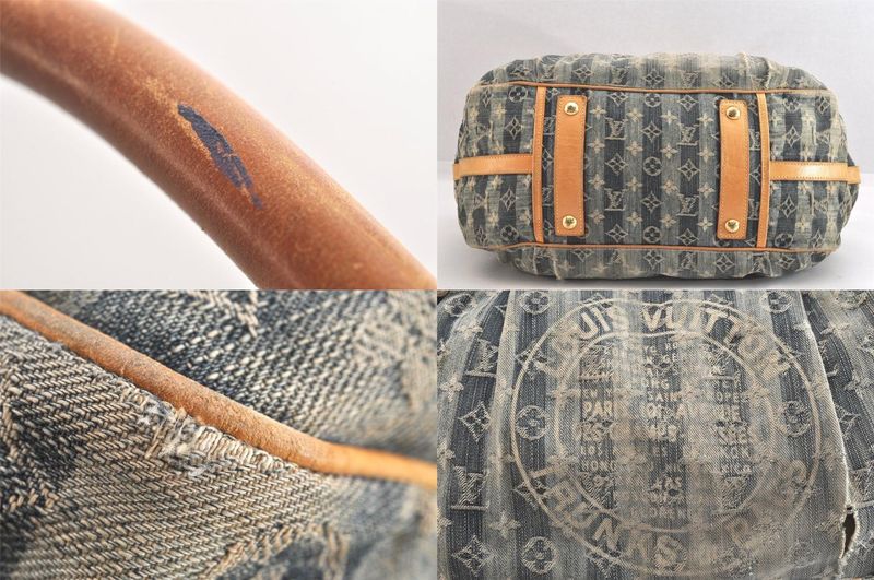 Louis Vuitton Monogram Denim Cabas Rayet GM Handbag M95336 Blue 2688n