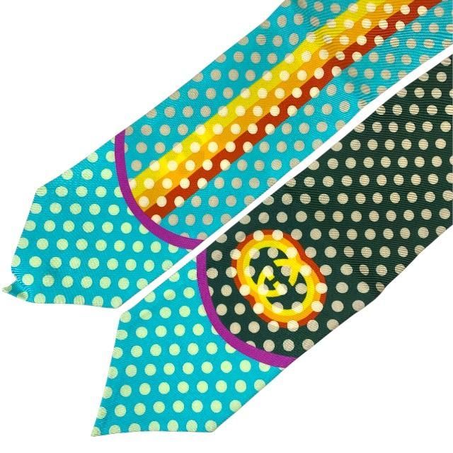 Gucci 741890 Scarf Bandana Interlocking G Accessories Small Pattern Dotted Silk