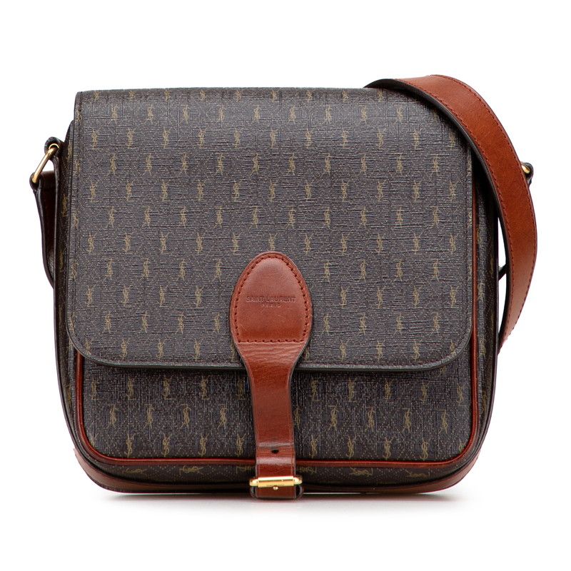 Saint Laurent YSL Monogram 668582 Brown PVC Leather Women's Saint Laurent