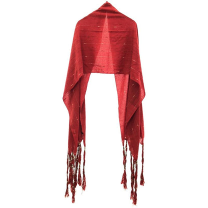 Gucci Wool Cashmere Fringe Shawl Red
