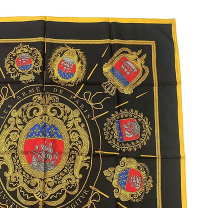 Hermes Carre 90 les Armes de Paris Coat of Arms Scarf Silk Black — view 3