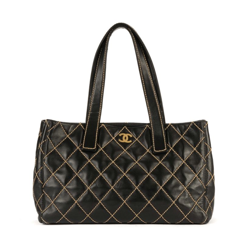 Chanel Wild Stitch Medium Tote Black Wild Stitch Lamb Skin A