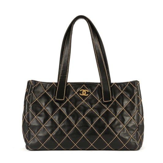 Chanel Wild Stitch Medium Tote Black Wild Stitch Lamb Skin A