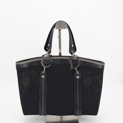 Christian DIOR Trotter Flower Embroidered Tote Handbag