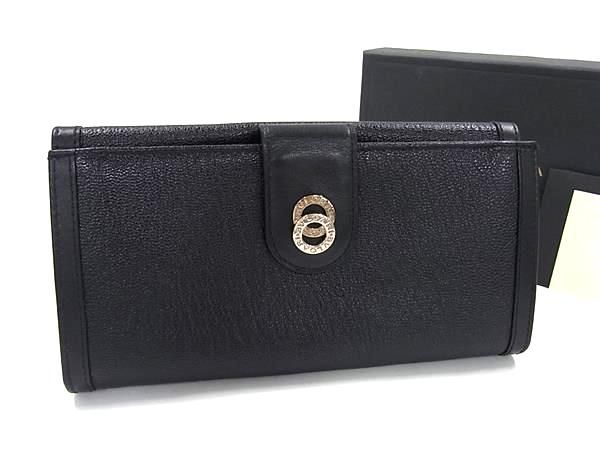 Bvlgari Doppio Tondo Leather Bifold Long Wallet Billfold Women