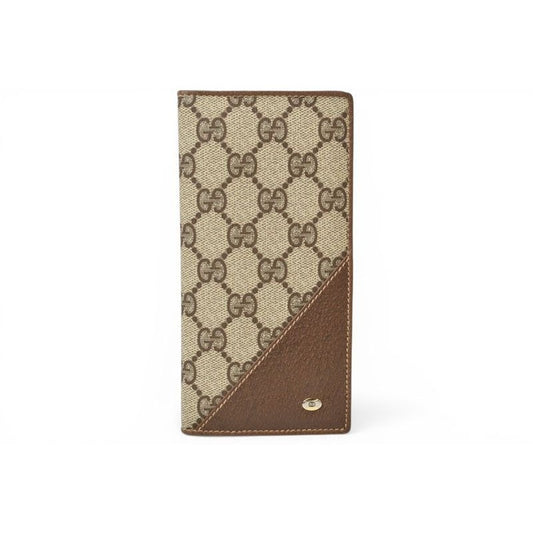 Gucci Wallet Billfold Vintage Collection GG Plus Beige Brown Webbing