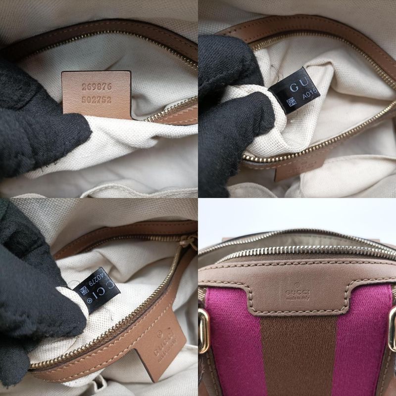 Gucci Sherry Line Beige And Pink Boston Bag Canvas And Leather Travel Duffle Bag