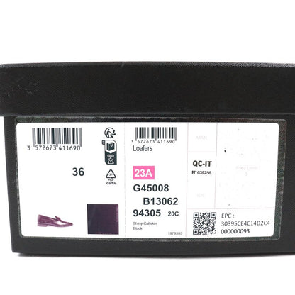 CHANEL 2023 23A G45008 Coco Mark Shiny Calfskin Leather Loafers Black 36