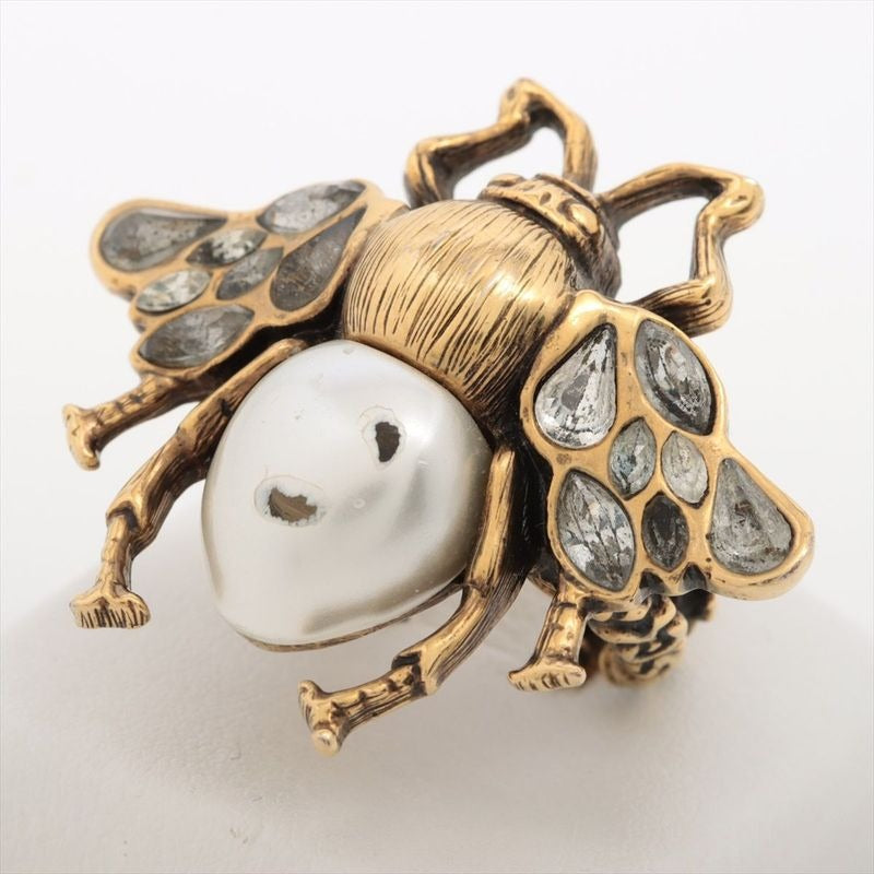 Gucci Bee Ring S GP Rhinestone Faux Pearl