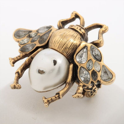 Gucci Bee Ring S GP Rhinestone Faux Pearl