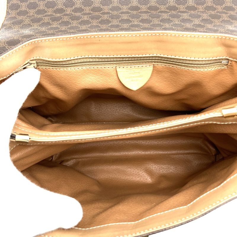 Celine M12 Handbag Brown Pvc/leather Macadam Lock Hardware Ladies Fashion