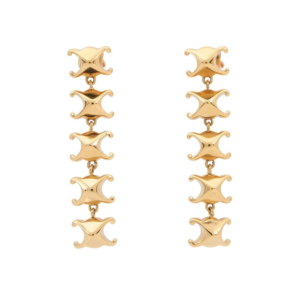 Celine Earrings Triomphe Studded Long Metal