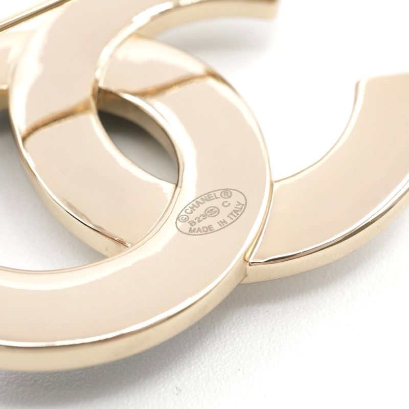 Chanel Brooch Corsage Gold Black White Here Mark Bicolor Pearl