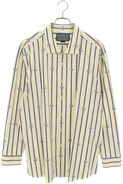 Gucci 448533 Zad7m GG Pattern Stripe Long Sleeve Shirt Men's 18