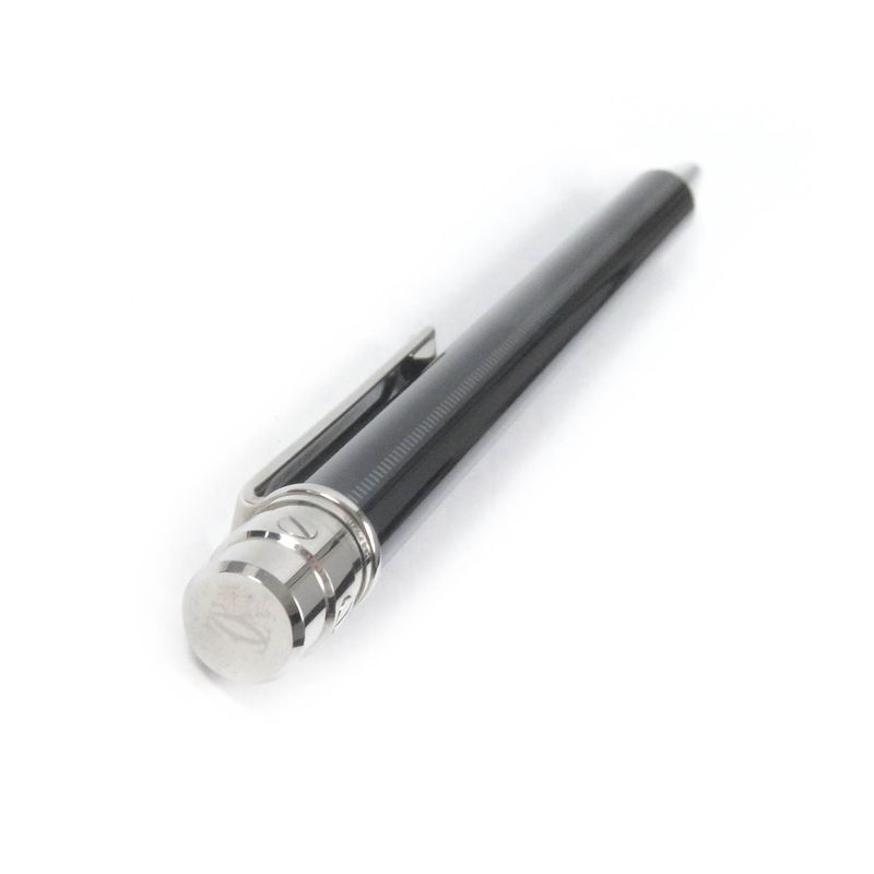 Cartier Double C Twist Ballpoint Pen Stationery Black Silver With Case Authentic