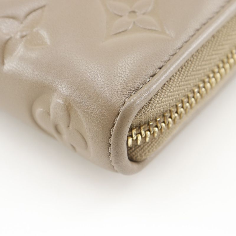 Louis Vuitton Zippy Wallet Monogram Coussin M81511 Lambskin Taupe Beige Ladies