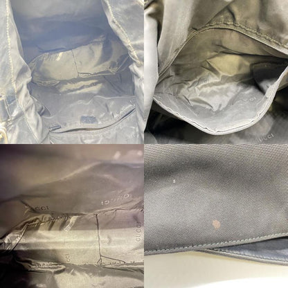 Gucci Old Gucci 001-1577 Bamboo 2WAY Shoulder Bag Handbag Nylon Leather Black