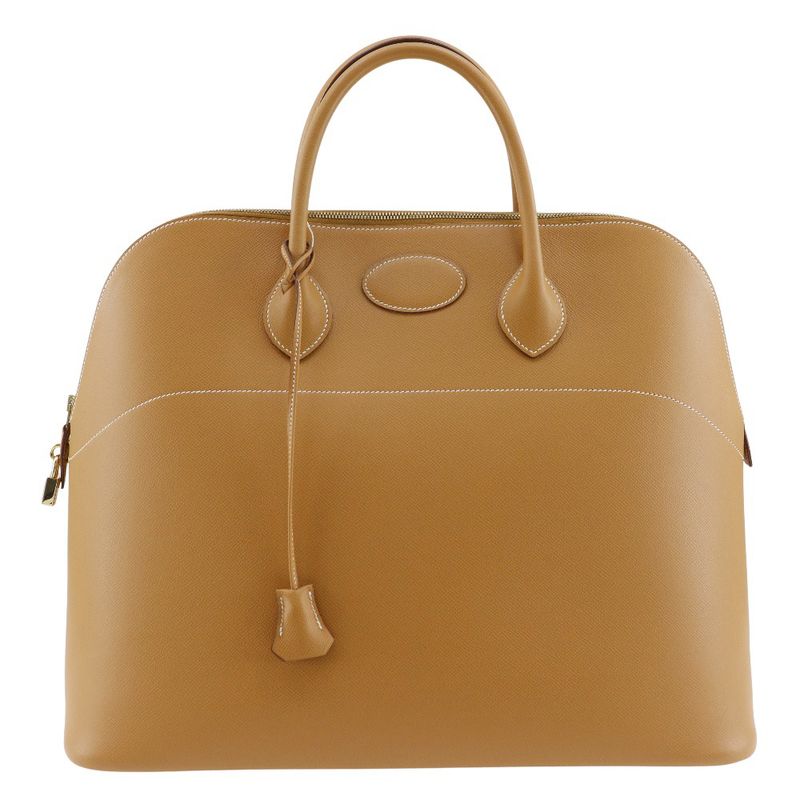 Hermes Bolide 45 Ardennes Camel/gold Hardware □J Unisex Boston Bag