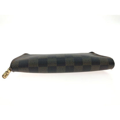 Louis Vuitton Women's Long Wallet Round Zipper Portomone Zip Damier Ebene