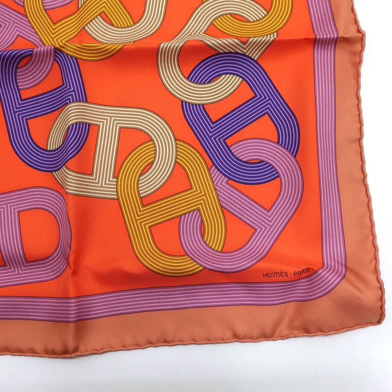 Hermes Gavroche 45 No 24 Circuit Scarf Chaine D'ancre Mauve Bois De