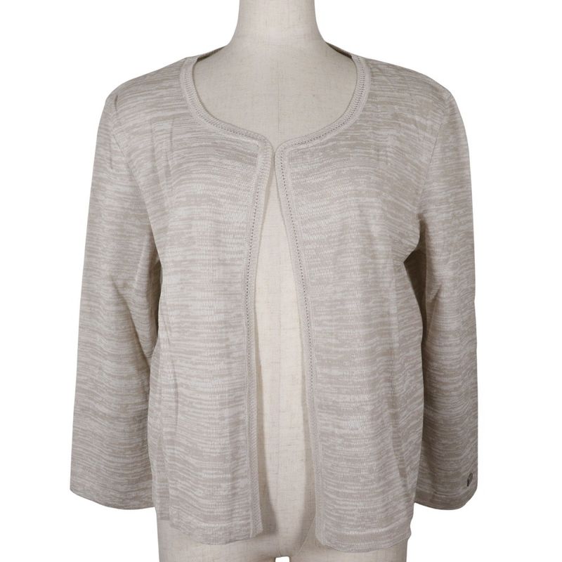 Chanel Logo Plate P12872v00569 Cotton Beige Women's Cardigan